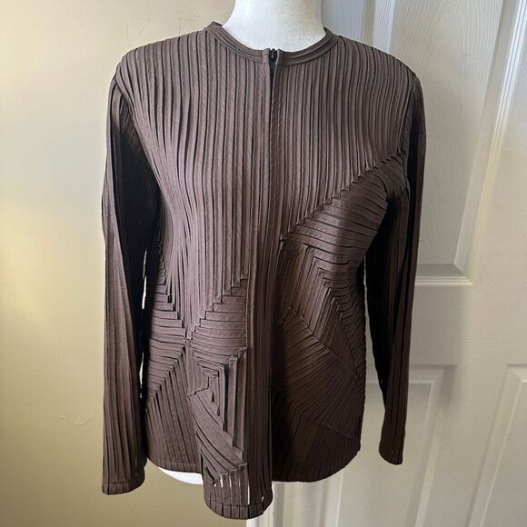 Laura Ashley large brown formal front zipper long sleeve jacket - Picture 1 of 5